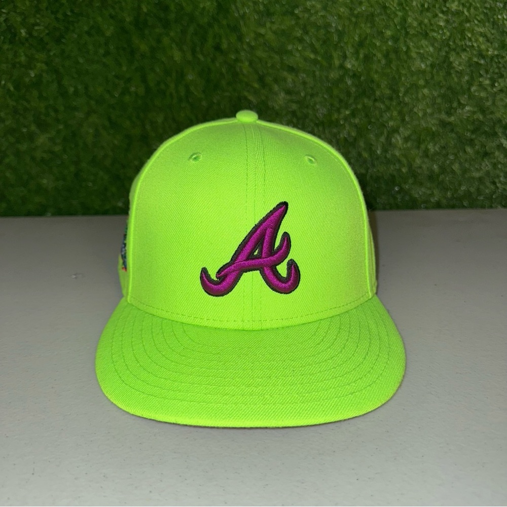 New Era Bright Green Cap with Purple Accent